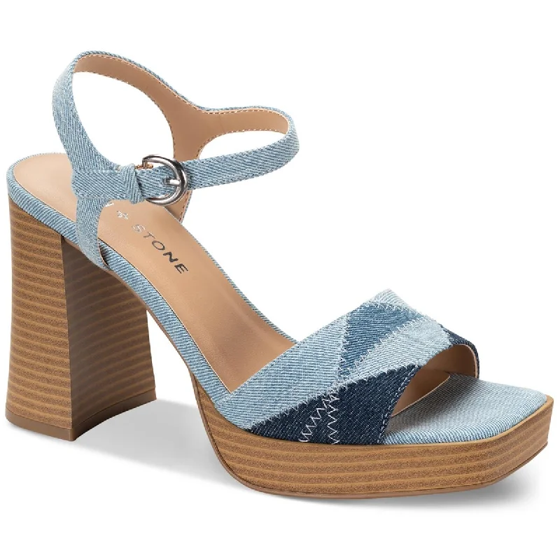 Sun + Stone Womens Diannaa Cushioned Footbed Ankle Strap Block Heel