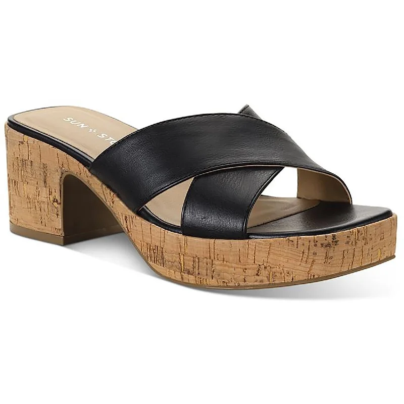 Luxury Casual Footwear Sun + Stone Womens Giigi  Faux Leather Slide Block Heels