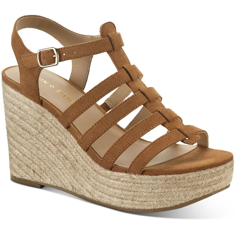 Sporty Fashion Offers Sun + Stone Womens Wesleyy   Faux Suede Caged Wedge Sandals