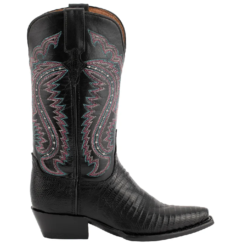 Stylish Statements Teju Lizard Embroidered Snip Toe Cowboy Boots