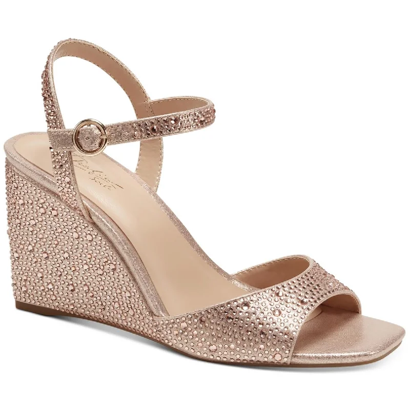 Luxury Casual Deals Thalia Sodi Womens Vira Rhinestone Ankle Strap Wedge Heels