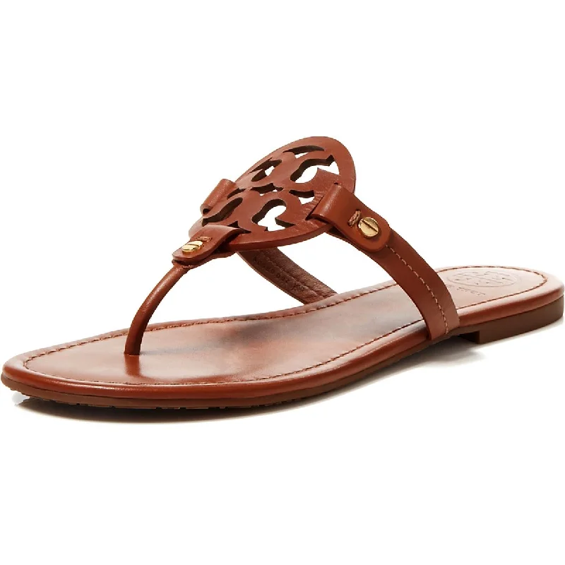 Tory Burch Women's Miller Leather Laser Cut T-Strap Thong Sandal