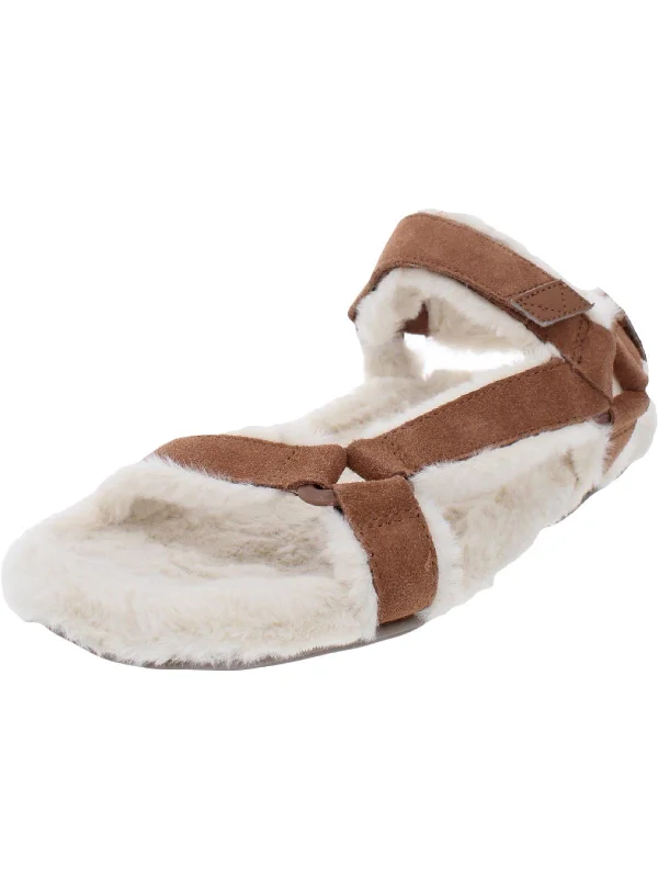 Viva Womens Faux Fur Casual Strap Sandals