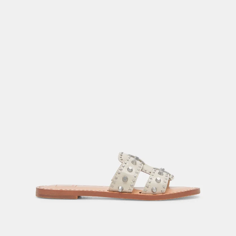 Chic Style Discounts WESLA STUD SANDALS IVORY CRINKLE PATENT