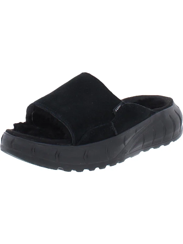 Westsider Slide Womens Leather Faux Fur Slide Sandals