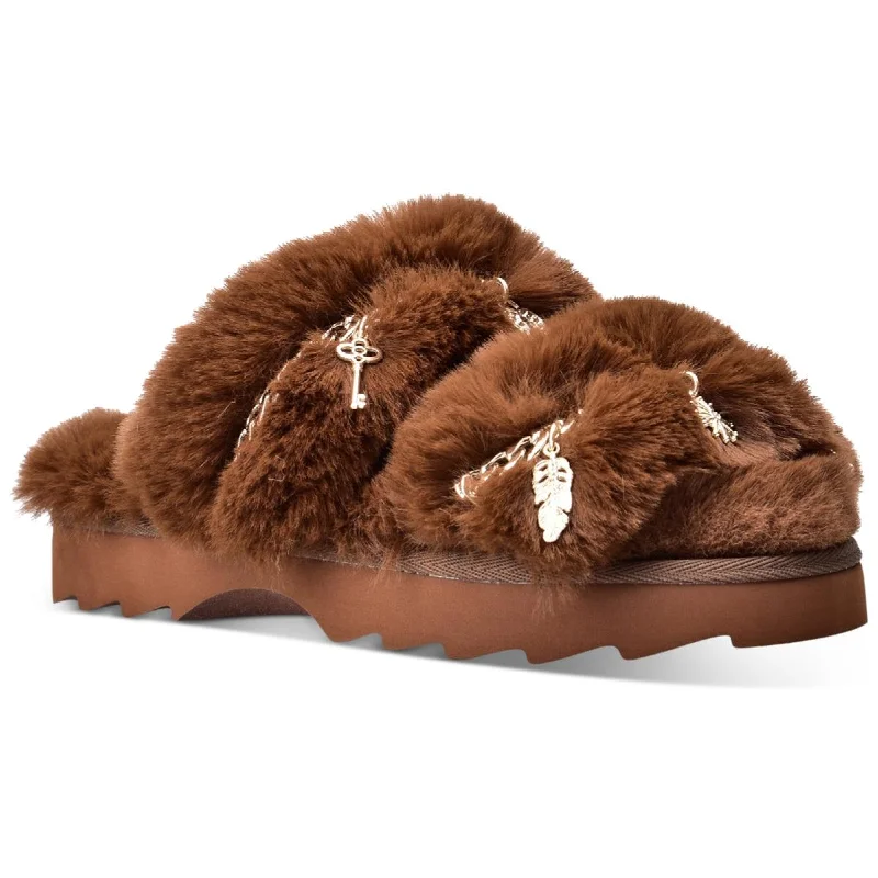 All-Season Shoes Deal Wild Pair Womens Paiygef Faux Fur Slip On Slide Sandals