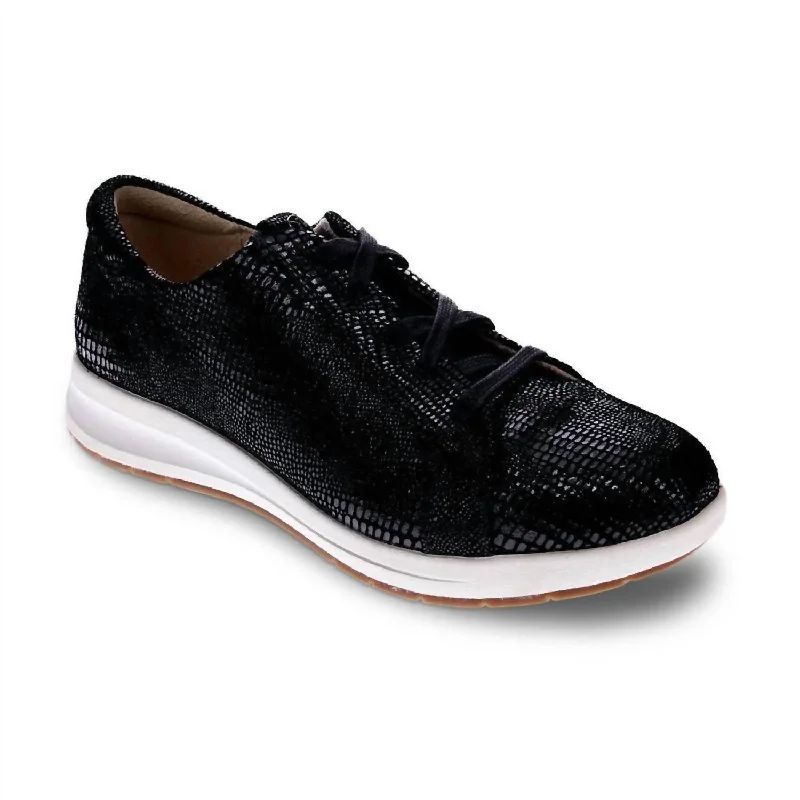 Women's Athens Sneaker - Medium Width In Black Lizard