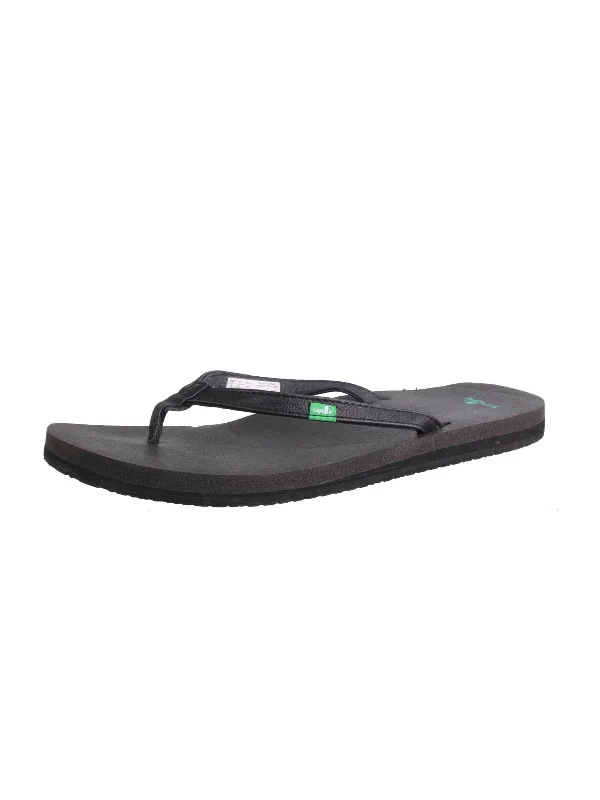 Womens Faux Leather Slide Flip-Flops