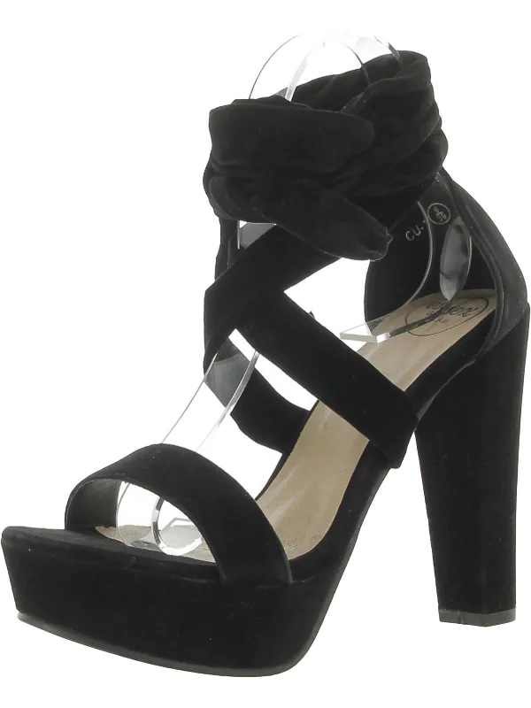 Womens Faux Suede Strappy Heels