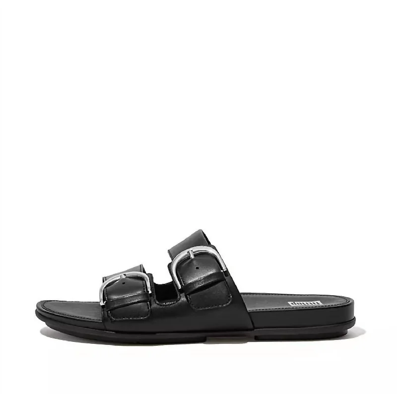 Women's Gracie Leather Slide Sandal In Black