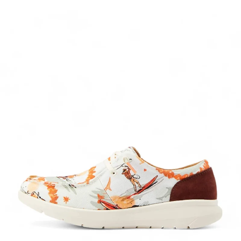 Women's Hilo Western Aloha Shoes In Surfing Longhorn Print