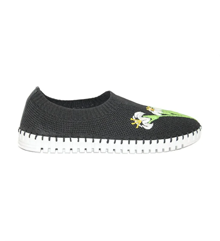 Women's Lucy Stretch Sneakers In Black Embroidered