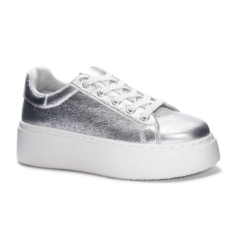 Women's Record Sneaker In Silver Metallic