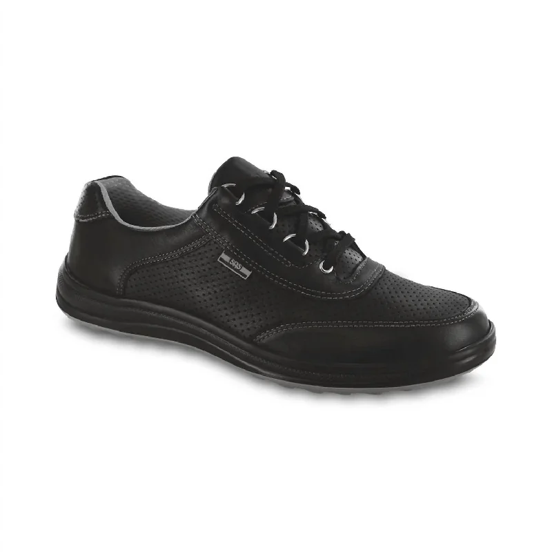 Women's Sporty Lux Sneaker - Medium In Black Perf