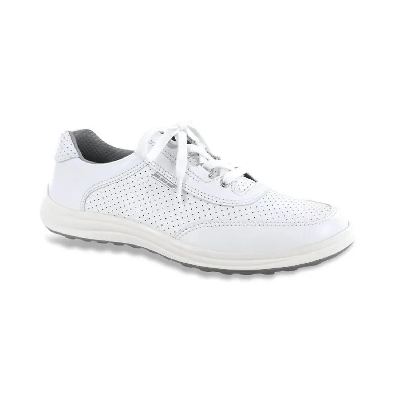 Women's Sporty Lux Sneaker - Medium In White Perf