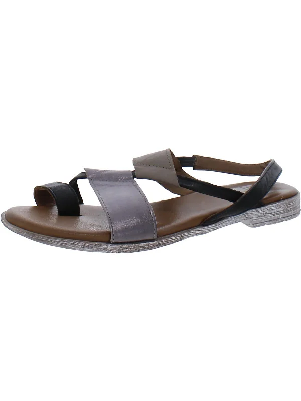 Yuki Womens Leather Toe Loop Slide Sandals