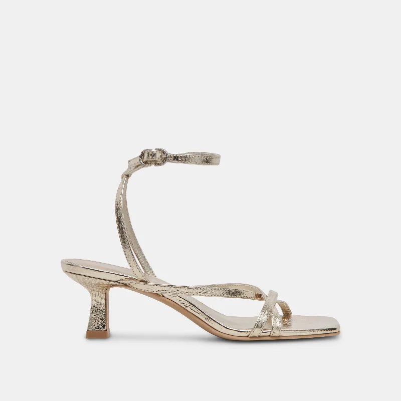 Discover Promotions ZAMAL HEELS LIGHT GOLD CRINKLE PATENT