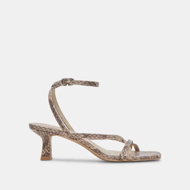 Budget Friendly ZAMAL HEELS SAND SNAKE EMBOSSED