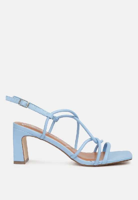 andrea knotted straps block heeled sandals