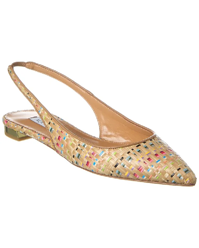 Daring Fashion Promotions Aquazzura Purist Intrecciato Woven & Leather Slingback Flat