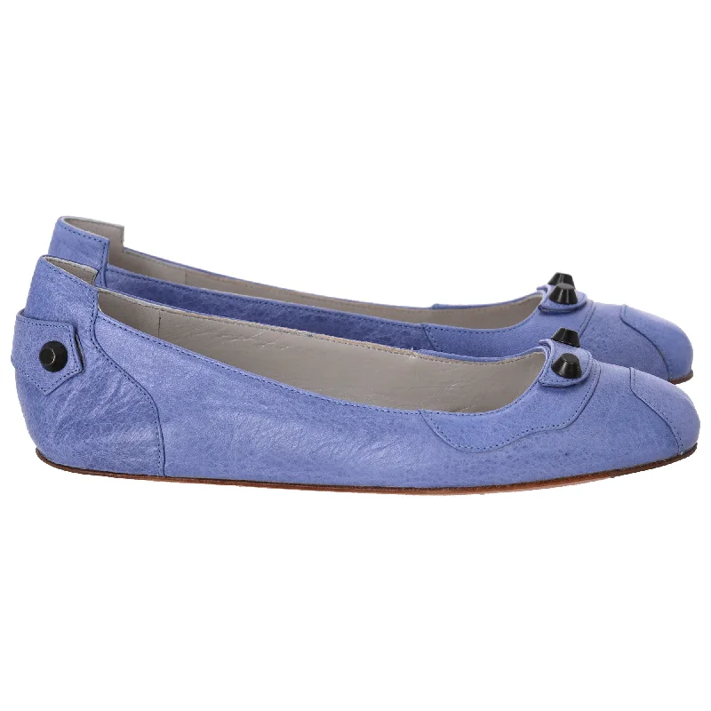 Limited Time Balenciaga Arena Ballet Flats in Blue Leather