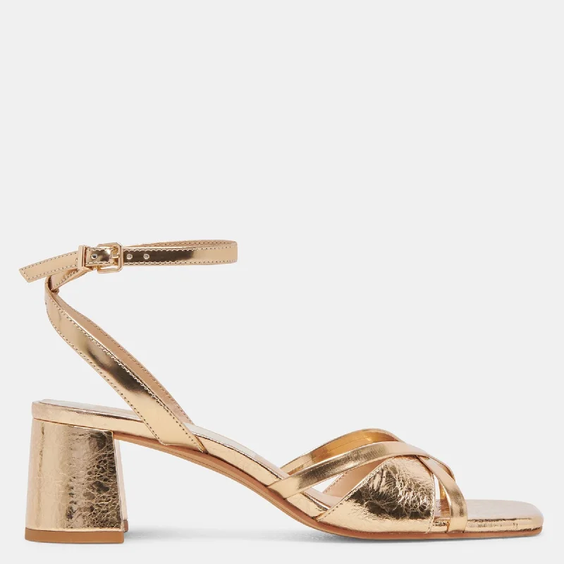 Blakly Heels Gold Distressed Leather