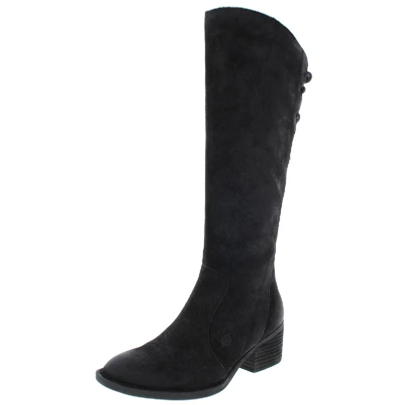 Fashion Deal Born Womens Felicia Distressed Stacked Heel Knee-High Boots