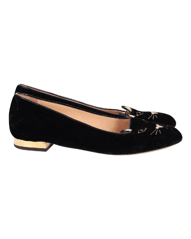 Classic Chic Deals Charlotte Olympia Kitty Ballet Flats in Black Suede