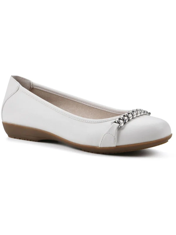 Ultra-Light Footwear Sale CHARMED Womens Faux Leather Slip On Ballet Flats