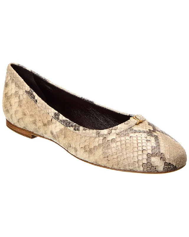Limited Time Deal Chloé Marcie Python-Embossed Leather Flat