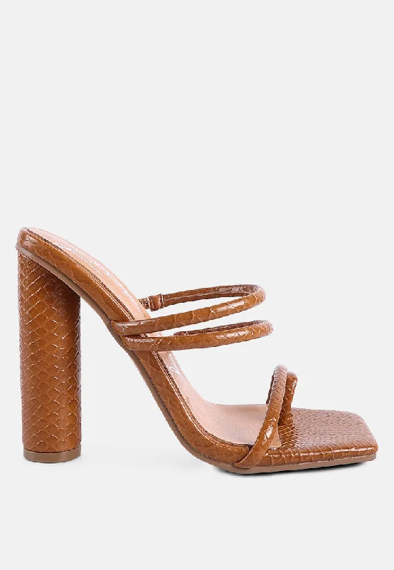 dandelion high block heeled croc sandals