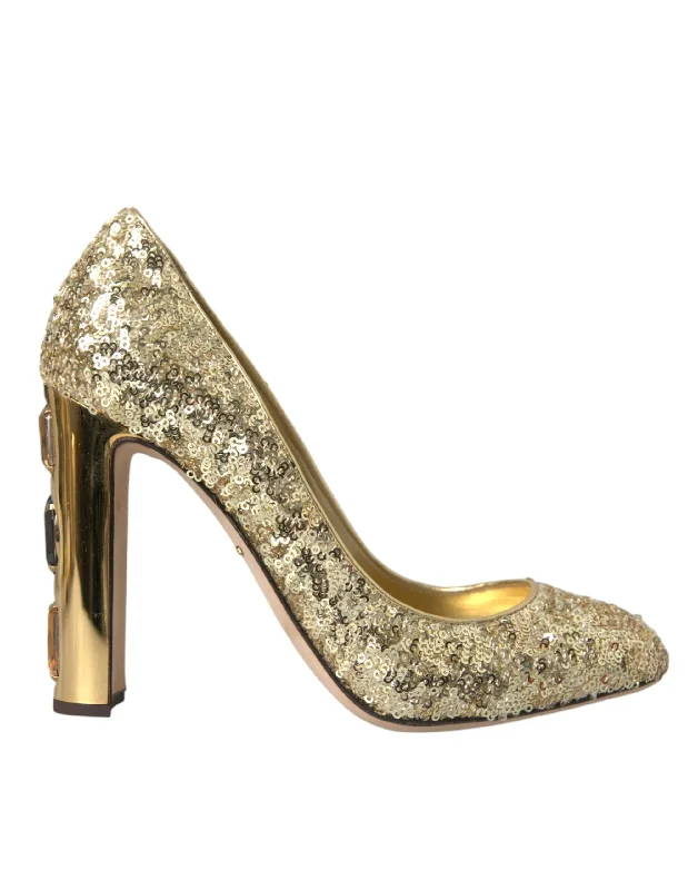 Dolce & Gabbana  Sequin Crystal Heels Pumps Women's Shoes