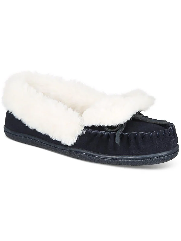 Designer Casual Shoes Dorenda Womens Faux Suede Round Toe Moccasins