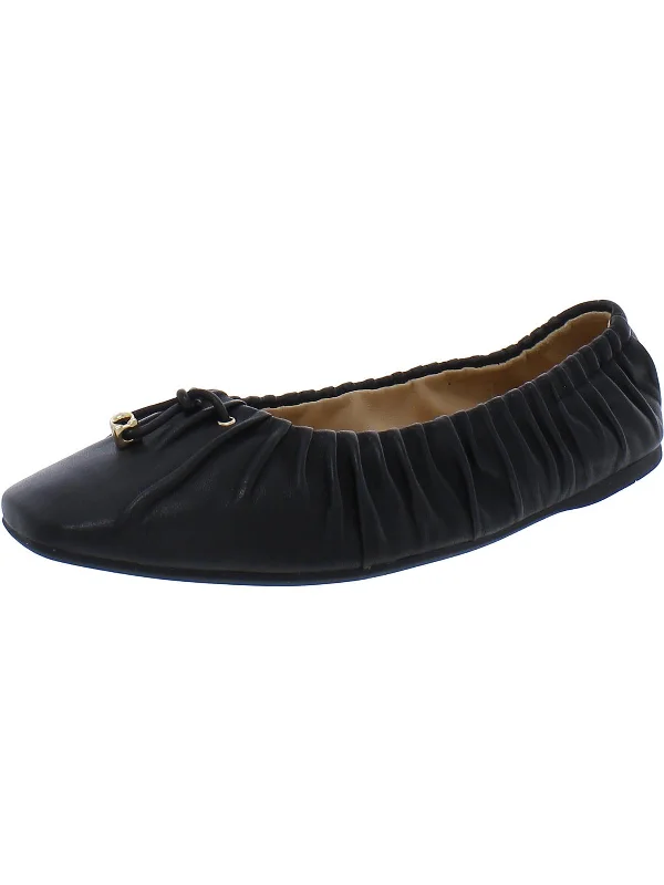 Breathable Shoes ELENOR LEATHER Womens Faux Leather Flat Ballet Flats