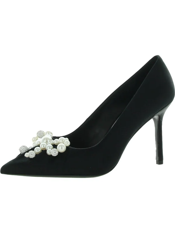 Elodie High Womens Satin Embellished Pumps