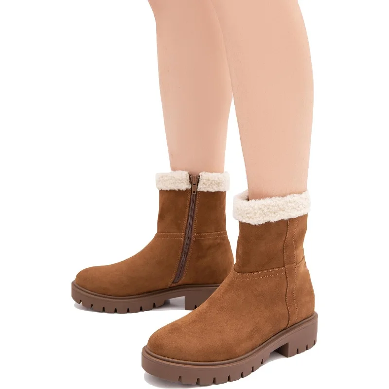 Trendy Threads Esprit Ariana Women's Faux Suede Sherpa Lined Round Toe Ankle Boots