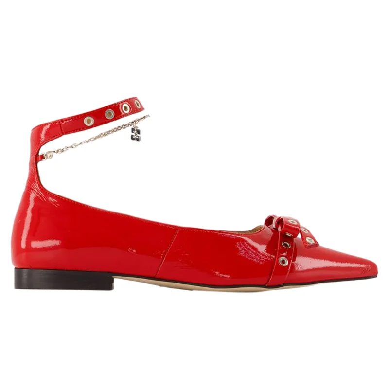Special Offer For You Eyelets Jewel Ballerinas - Ganni - Synthetic - Red