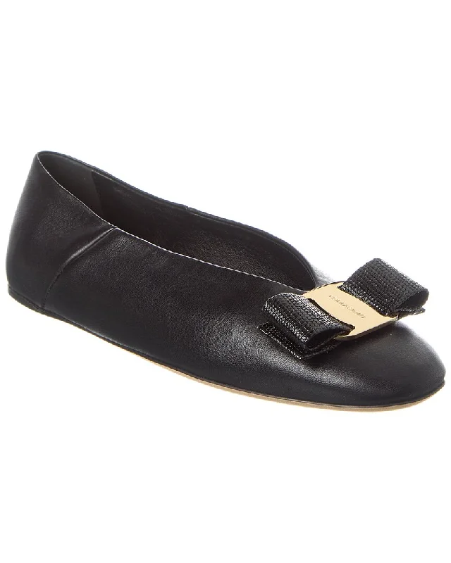 Discount Store Ferragamo Vara Bow Leather Ballet Flat