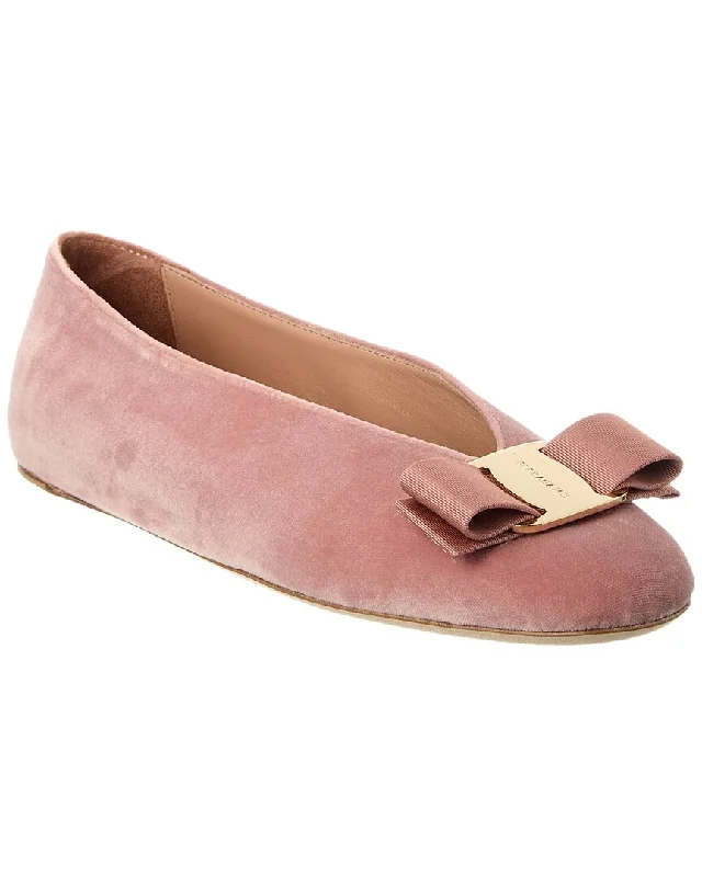 Chic & Modern Sales Ferragamo Vara Bow Velvet Flat