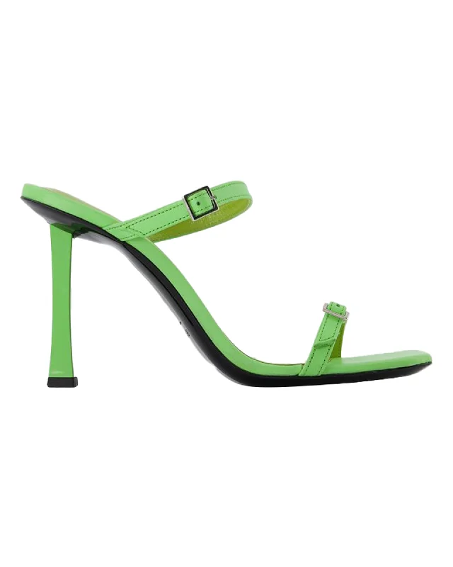 Effortless Slip-On Shoes Flick Mule - By Far - Green - Leather