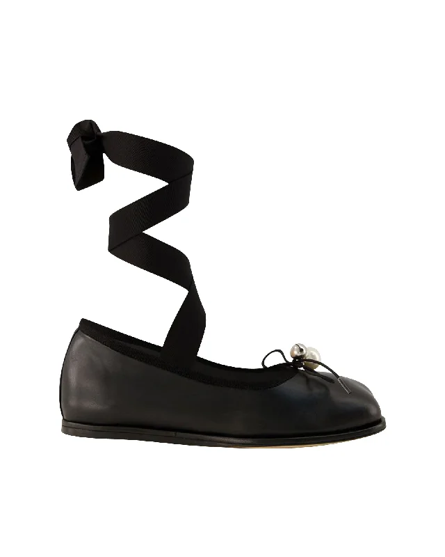 Feminine Style Promotions Heart Toe Ballerinas - Simone Rocha - Leather - Black