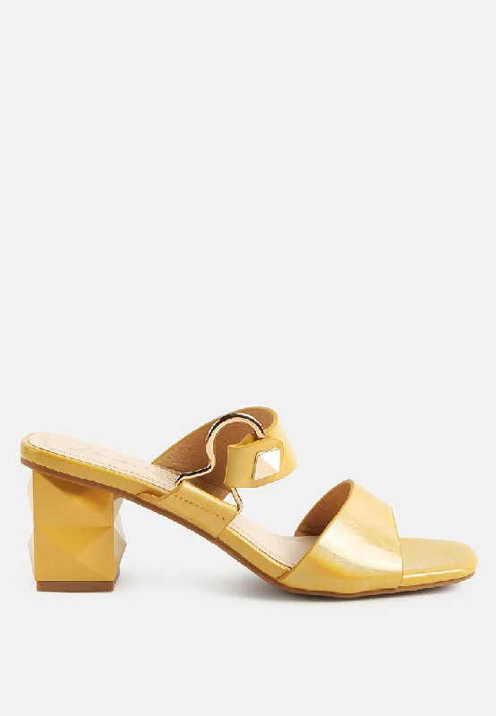 hookup geometric cut block heel slides sandals