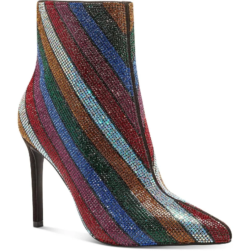 Fashion Forward INC Womens Reisa 2 Striped Rhinestone Ankle Boots
