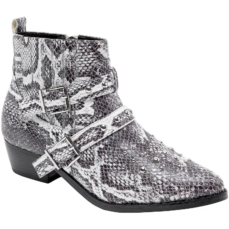 Women's Fashion-Forward Flats JANE AND THE SHOE Womens Cindy Snake Print Studded Booties Women's Fashion-Forward Flats JANE AND THE SHOE Womens Cindy Snake Print Studded Booties