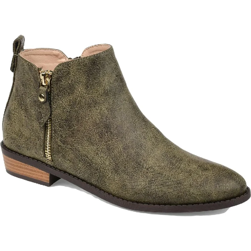 Mega Sales Journee Collection Womens Ellis Faux Leather Block Heel Ankle Boots