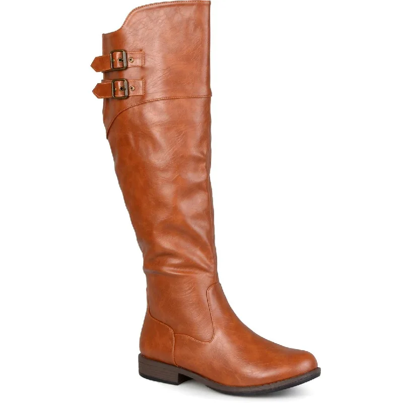 Seasonal Trends Journee Collection Womens Tori Faux Leather Zipper Knee-High Boots