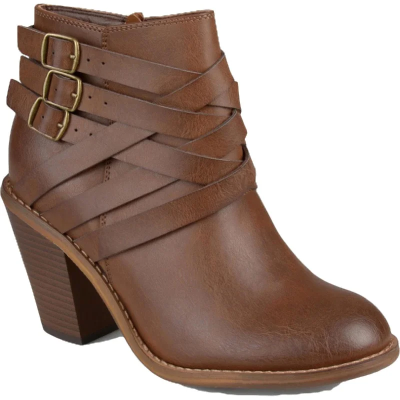 Special Offers Journee Collection Womens WDSTRAP Faux Leather Stacked Heel Ankle Boots Special Offers Journee Collection Womens WDSTRAP Faux Leather Stacked Heel Ankle Boots