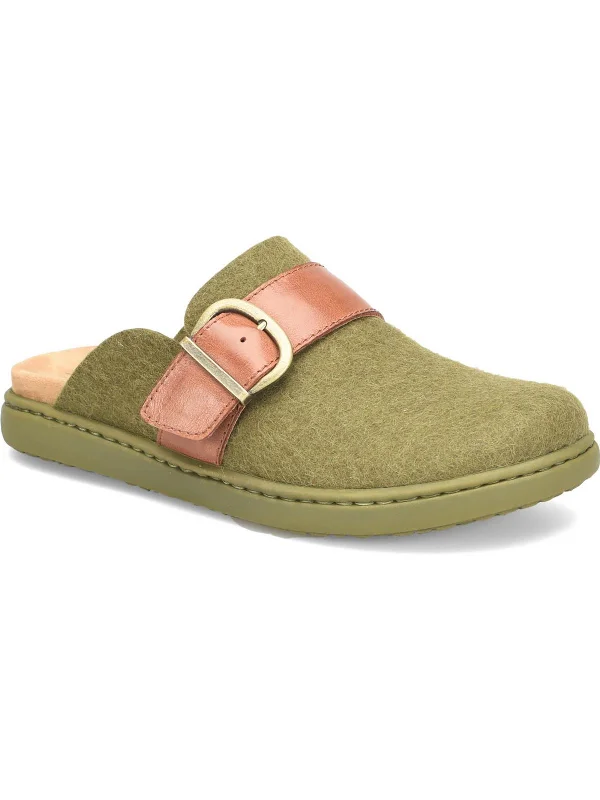 Step Ahead, Lead The Trend Lia Womens Wool Buckle Clogs