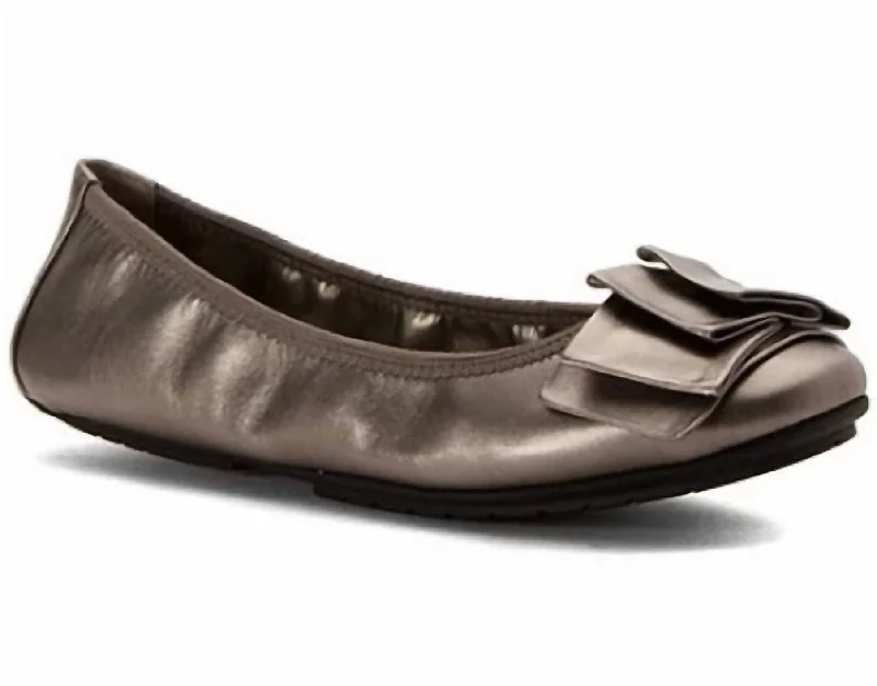 Sustainable Fashion Extravaganza Lilyana Leather Ballet Flats In Pewter