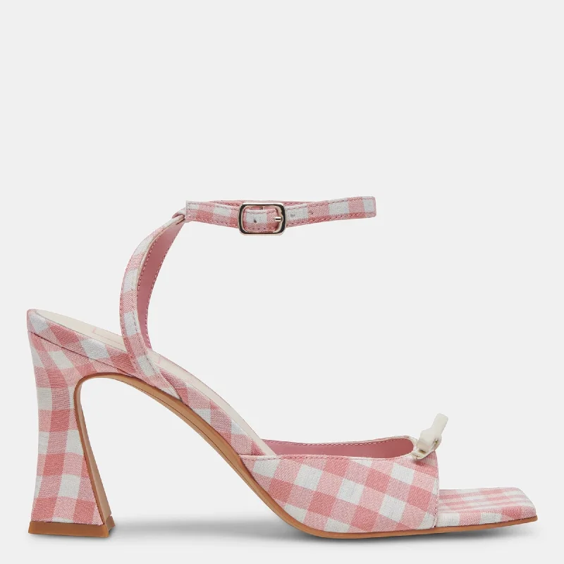 Loise Heels White Pink Gingham